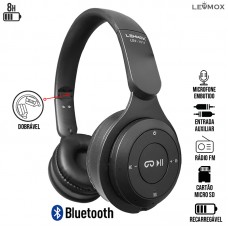 Headphone sem Fio Bluetooth/SD/Aux/Rádio FM Estéreo Dobrável com Microfone LEF-1017 Lehmox - Preto